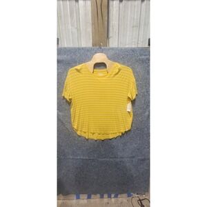 Time & Tru‎ SS Crew Tunic Tee Autumn Gold Stripe 3XL/22